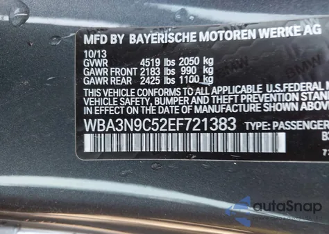 2014 BMW 428I xDrive from USA, damaged, VIN WBA3N9C52EF721383
